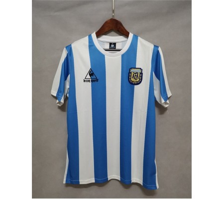 Argentina 1986 World Cup Home White&Blue Soccer Jersey